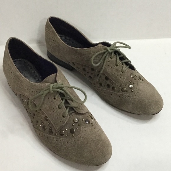 Libby Edelm Raina Suede Lace Up Studded Flats - Picture 4 of 11